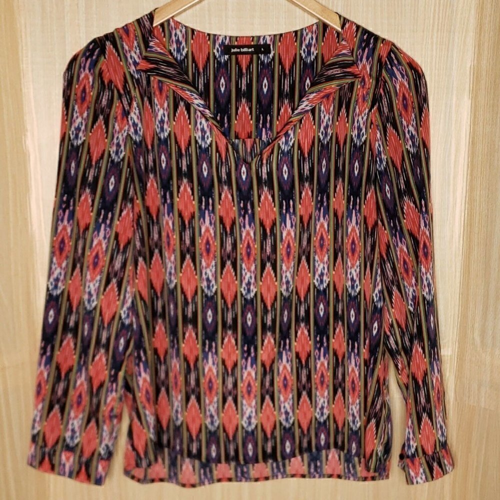 Julie Billiart Womens Aztec Pullover Blouse Large